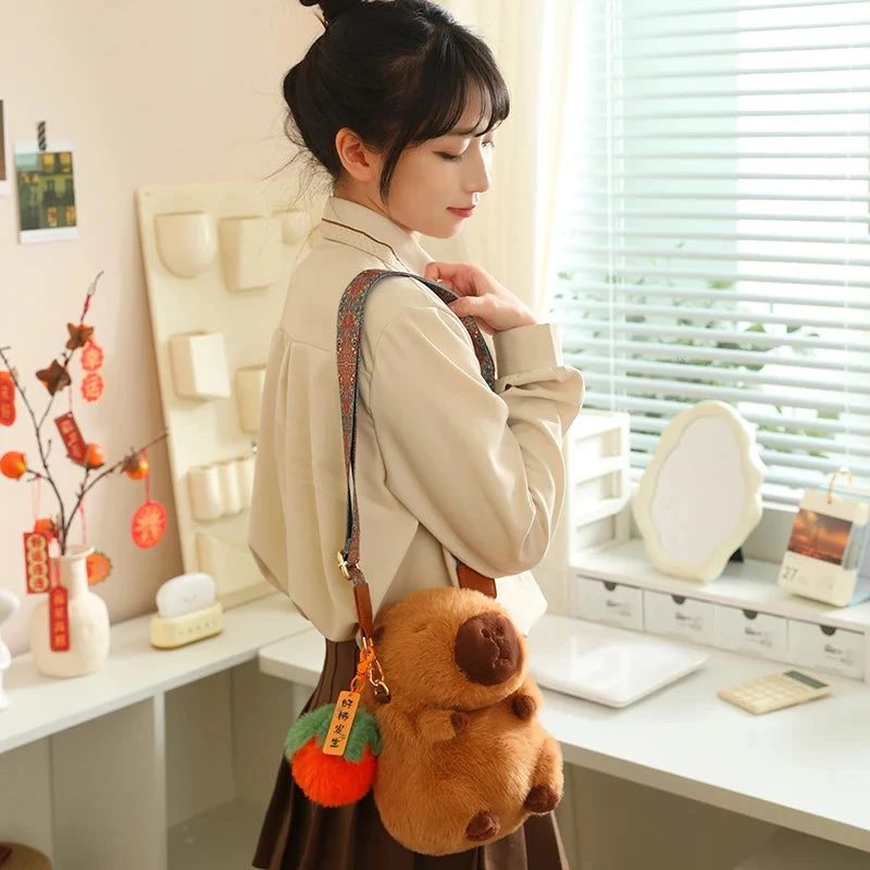 Kawaii Fluffy Capybara Plushies With Strap 12 Kawaii Fluffy Capybara Plushies With Strap - Image 10
