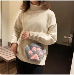 Apparel Kawaii Fluffy Cat Sheep Dog Shoulder Bag -Kawaii Store kawaiies plushies plush softtoy kawaii fluffy cat sheep dog shoulder bag bag 761780