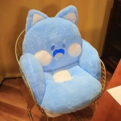 Kawaii Fluffy Fox Chair-shaped Cushions -Kawaii Store kawaiies plushies plush softtoy kawaii fluffy fox chair shaped cushions new home decor blue 611027