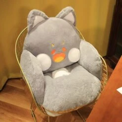Kawaii Fluffy Fox Chair-shaped Cushions -Kawaii Store kawaiies plushies plush softtoy kawaii fluffy fox chair shaped cushions new home decor gray 829584