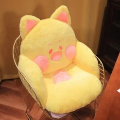 Kawaii Fluffy Fox Chair-shaped Cushions -Kawaii Store kawaiies plushies plush softtoy kawaii fluffy fox chair shaped cushions new home decor yellow 746626
