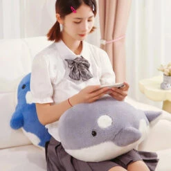 Kawaii Fluffy Gray Blue Killer Whale Plushies -Kawaii Store kawaiies plushies plush softtoy kawaii fluffy gray blue killer whale plushies soft toy 121791