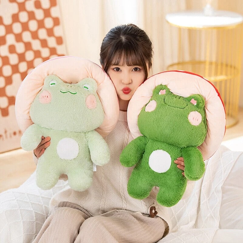 Kawaii Fluffy Mushroom Frog Family Plushies 5 Kawaii Fluffy Mushroom Frog Family Plushies - Image 3