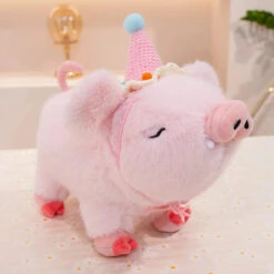 Kawaii Fluffy Wild Boar Plushie -Kawaii Store kawaiies plushies plush softtoy kawaii fluffy wild boar plushie soft toy pink with hat 8in 20cm 511935