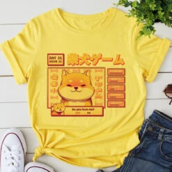 Apparel Kawaii Gamer Shiba Inu Women's Tee Tops -Kawaii Store kawaiies plushies plush softtoy kawaii gamer shiba inu womens tee tops tops yellow xxl 723067