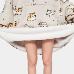 Apparel Kawaii Ginger Cat Oversized Thick Blanket Hoodie -Kawaii Store kawaiies plushies plush softtoy kawaii ginger cat oversized thick blanket hoodie apparel 608596