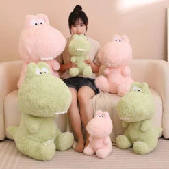 Kawaii Goofy Green Pink Dinosaur Plushies
