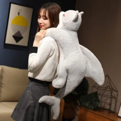 Kawaii Grey Half Cat Half Shark Combo Plushie -Kawaii Store kawaiies plushies plush softtoy kawaii grey half cat half shark combo plushie soft toy 400291