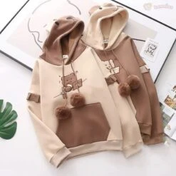 Apparel Kawaii Harajuku Style Bear Two-tone Hoodies -Kawaii Store kawaiies plushies plush softtoy kawaii harajuku style bear two tone hoodies hoodies 477399