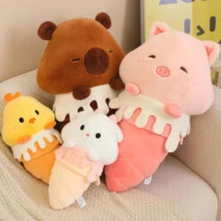 Kawaii Ice Cream Pig Capybara Chick Sheep Plushie -Kawaii Store kawaiies plushies plush softtoy kawaii ice cream pig capybara chick sheep plushie soft toy 313339