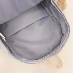 Apparel Kawaii Large Checked Multi-Pocket Backpack -Kawaii Store kawaiies plushies plush softtoy kawaii large checked multi pocket backpack with keychain new bags 557352