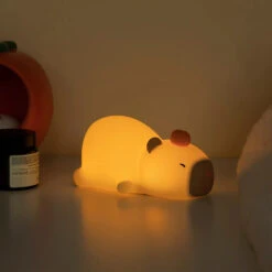 Kawaii Laying Capybara LED Night Light -Kawaii Store kawaiies plushies plush softtoy kawaii laying capybara led night light home decor 250509