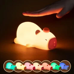 Kawaii Laying Capybara LED Night Light -Kawaii Store kawaiies plushies plush softtoy kawaii laying capybara led night light home decor 468502