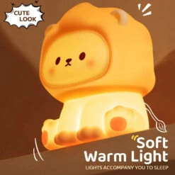 Kawaii Lion LED Night Light -Kawaii Store kawaiies plushies plush softtoy kawaii lion led night light home decor 427868