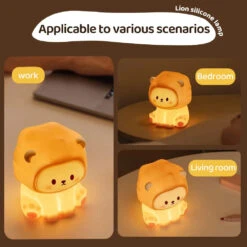 Kawaii Lion LED Night Light -Kawaii Store kawaiies plushies plush softtoy kawaii lion led night light home decor 474034