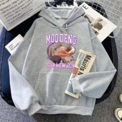Apparel Kawaii Moo Deng Supremacy Hippo Unisex Hoodie -Kawaii Store kawaiies plushies plush softtoy kawaii moo deng supremacy hippo unisex hoodie apparel gray xs 428771