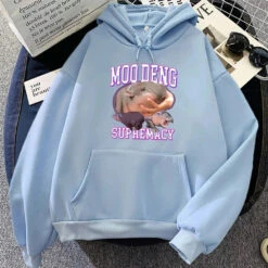 Apparel Kawaii Moo Deng Supremacy Hippo Unisex Hoodie -Kawaii Store kawaiies plushies plush softtoy kawaii moo deng supremacy hippo unisex hoodie apparel light blue xs 638028