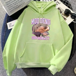 Apparel Kawaii Moo Deng Supremacy Hippo Unisex Hoodie -Kawaii Store kawaiies plushies plush softtoy kawaii moo deng supremacy hippo unisex hoodie apparel light green xs 902570
