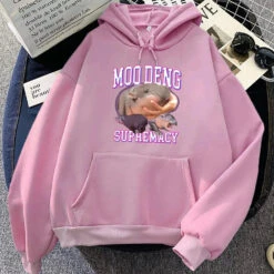 Apparel Kawaii Moo Deng Supremacy Hippo Unisex Hoodie -Kawaii Store kawaiies plushies plush softtoy kawaii moo deng supremacy hippo unisex hoodie apparel pink xs 991478