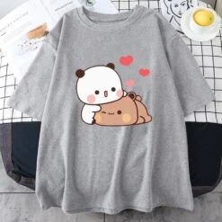 Apparel Kawaii Panda Bear Love Unisex Tee -Kawaii Store kawaiies plushies plush softtoy kawaii panda bear love unisex tee apparel gray xs 184893