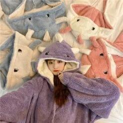 Apparel Kawaii Pastel Dragon Plush Hoodie Blanket -Kawaii Store kawaiies plushies plush softtoy kawaii pastel dragon plush hoodie blanket new apparel 931178