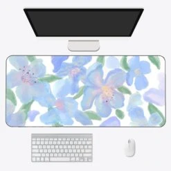 Accessories Kawaii Pastel Flowers Long Mouse Pad Collection -Kawaii Store kawaiies plushies plush softtoy kawaii pastel flowers long mouse pad collection mouse pads blue lilly 90 x 40cm 126350