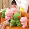 Kawaii Pink Green Fluffy Dinosaur Plushies -Kawaii Store kawaiies plushies plush softtoy kawaii pink green fluffy dinosaur plushies new soft toy 990841