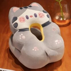 Kawaii Power Nap Head Rest Cushion -Kawaii Store kawaiies plushies plush softtoy kawaii power nap head rest cushion new pillows grey cat 157788
