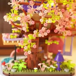 Kawaii Sakura Cherry Blossom Purple Tree House Nano Building Set -Kawaii Store kawaiies plushies plush softtoy kawaii sakura cherry blossom purple tree house nano building set build it 373011