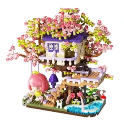 Kawaii Sakura Cherry Blossom Purple Tree House Nano Building Set -Kawaii Store kawaiies plushies plush softtoy kawaii sakura cherry blossom purple tree house nano building set build it 696041