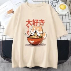 Kawaii Store 33 Apparel Kawaii Shiba Inu Eating Ramen Unisex Tee