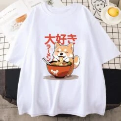 Apparel Kawaii Shiba Inu Eating Ramen Unisex Tee -Kawaii Store kawaiies plushies plush softtoy kawaii shiba inu eating ramen unisex tee apparel white xs 973646