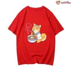 Apparel Kawaii Shiba Inu Enjoying Ramen Women's Tee Top -Kawaii Store kawaiies plushies plush softtoy kawaii shiba inu enjoying ramen womens tee top tops 474013