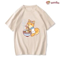 Apparel Kawaii Shiba Inu Enjoying Ramen Women's Tee Top -Kawaii Store kawaiies plushies plush softtoy kawaii shiba inu enjoying ramen womens tee top tops 770479