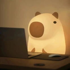 Kawaii Sitting Capybara LED Night Light -Kawaii Store kawaiies plushies plush softtoy kawaii sitting capybara led night light home decor 164313