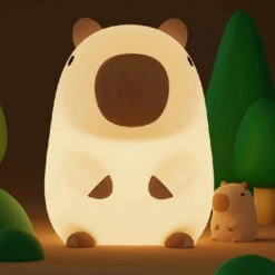 Kawaii Sitting Capybara LED Night Light -Kawaii Store kawaiies plushies plush softtoy kawaii sitting capybara led night light home decor 721295