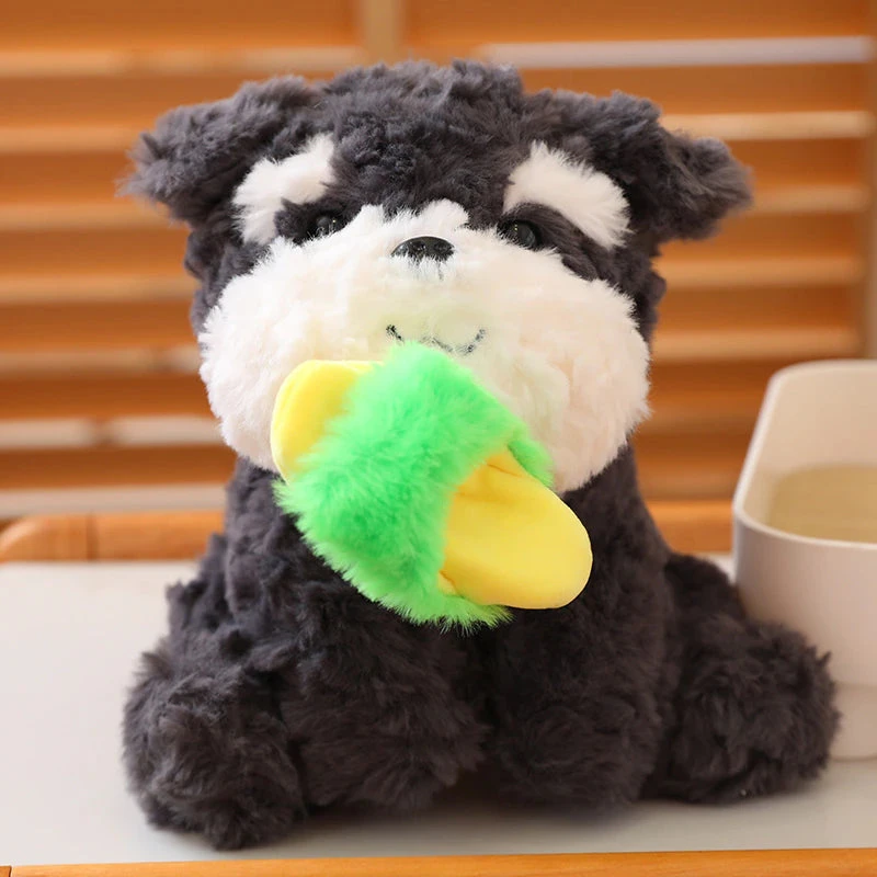 Kawaii Sooty The Black Fluffy Dog With Slipper Plushie 6 Kawaii Sooty The Black Fluffy Dog With Slipper Plushie - Image 4