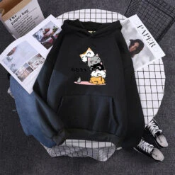 Apparel Kawaii Stacked Cats Unisex Hoodie -Kawaii Store kawaiies plushies plush softtoy kawaii stacked cats unisex hoodie hoodies black s 847845