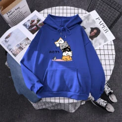 Apparel Kawaii Stacked Cats Unisex Hoodie -Kawaii Store kawaiies plushies plush softtoy kawaii stacked cats unisex hoodie hoodies blue s 440355