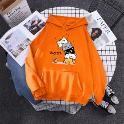 Apparel Kawaii Stacked Cats Unisex Hoodie -Kawaii Store kawaiies plushies plush softtoy kawaii stacked cats unisex hoodie hoodies orange s 725106