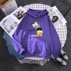 Apparel Kawaii Stacked Cats Unisex Hoodie -Kawaii Store kawaiies plushies plush softtoy kawaii stacked cats unisex hoodie hoodies purple s 677068