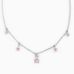 Kawaii Starry Bear Pink 18K Gold-Plated Station Necklace -Kawaii Store kawaiies plushies plush softtoy kawaii starry bear pink 18k gold plated station necklace jewelry 926382