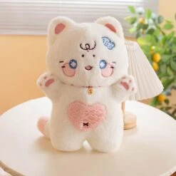 Kawaii Starry Fluffy Cat Heart Plushies -Kawaii Store kawaiies plushies plush softtoy kawaii starry pink white black fluffy cat plushies soft toy 38cm white 230702