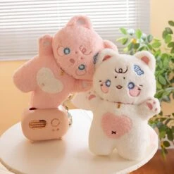 Kawaii Starry Fluffy Cat Heart Plushies -Kawaii Store kawaiies plushies plush softtoy kawaii starry pink white black fluffy cat plushies soft toy 671028