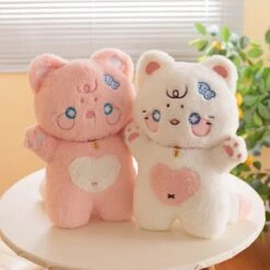 Kawaii Starry Fluffy Cat Heart Plushies -Kawaii Store kawaiies plushies plush softtoy kawaii starry pink white black fluffy cat plushies soft toy 819147