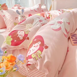 Kawaii Strawberry Print 120gsm Polyester Bedding Sets -Kawaii Store kawaiies plushies plush softtoy kawaii strawberry print 120gsm polyester bedding sets new bedding sets 561887