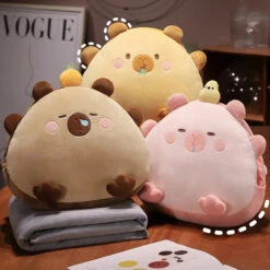 Kawaii Triangle Capybara Plush Pillows With Blanket -Kawaii Store kawaiies plushies plush softtoy kawaii triangle capybara plush pillows with blanket soft toy 635750