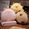 Kawaii Triangle Capybara Plush Pillows With Blanket -Kawaii Store kawaiies plushies plush softtoy kawaii triangle capybara plush pillows with blanket soft toy 829273
