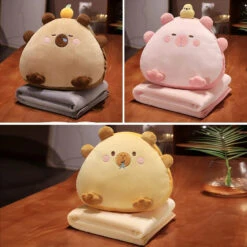 Kawaii Triangle Capybara Plush Pillows With Blanket -Kawaii Store kawaiies plushies plush softtoy kawaii triangle capybara plush pillows with blanket soft toy 970991