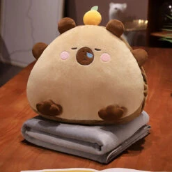 Kawaii Triangle Capybara Plush Pillows With Blanket -Kawaii Store kawaiies plushies plush softtoy kawaii triangle capybara plush pillows with blanket soft toy brown with small blanket 199944